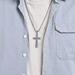 Collier pendentif croix en acier titane de style simple pour hommes et femmes, accessoires de chaîne de pull_voghion.com