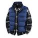 Giacca invernale da uomo, taglie forti, casual, calda, con colletto rialzato, in cotone, nera e grigia_voghion.com