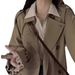 Damen-Trenchcoat – Übergroßer langer Mantel mit Prinzessärmeln, zweireihiger Knopfleiste, Khaki/Schwarz, Petite & Plus Size Friendly_voghion.com