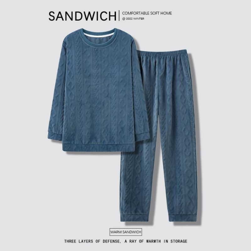 204 nouveaux pyjamas décontractés en version coréenne pour hommes en hiver, avec des couvertures en flanelle épaisse et une diffusion en direct de la célèbre chaîne Internet_voghion.com