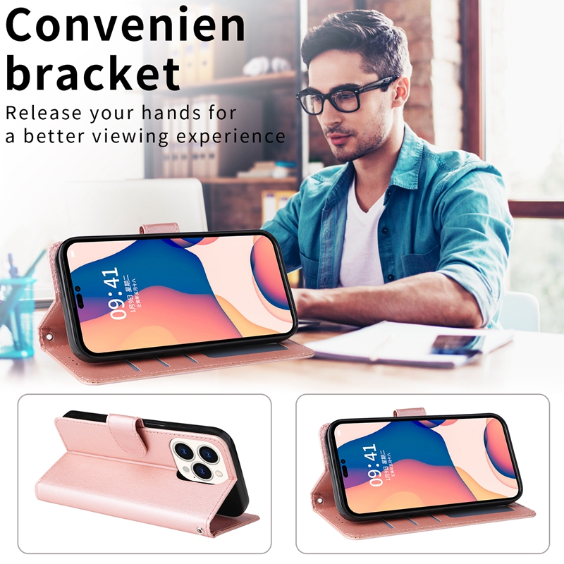 For iPhone 14 Pro Max 13 Pro Max 12 Pro Max 11 Pro Max SE 2022 X XR XS Max 8 7 6 6S Plus 5 5S Wallet Solid Magnetic Flip Case_voghion.com