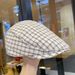 Spring And Summer Street Style Artistic Reversible Painter Hat For Women Plaid Duckbill Cap Face Slimming Beret_voghion.com