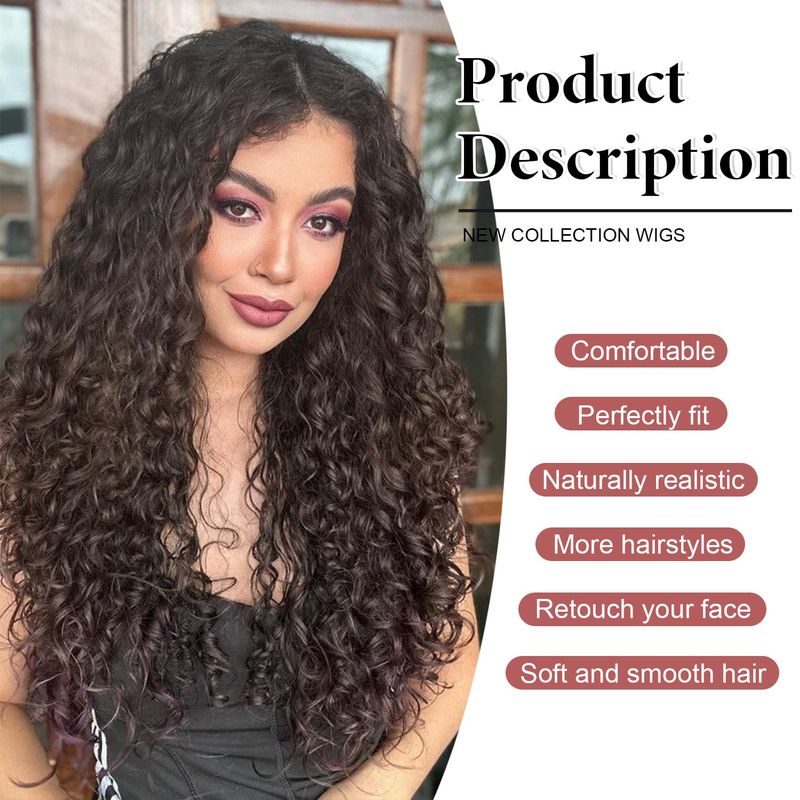 Damen lang schwarz 26 Zoll (ca. 66,0 Zentimeter) synthetischer Mittelteil natürliches Aussehen Ersatz lockig_voghion.com