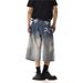Washed Ripped Denim Shorts Men And Women Summer Straight Loose Wide Leg Pants_voghion.com