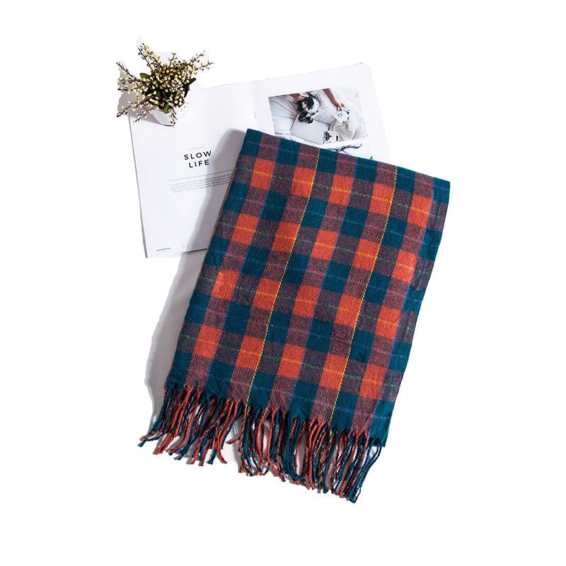 Women's Scarves warm tassel scarf for women small fresh men's imitation cashmere plaid scarf shawl_voghion.com