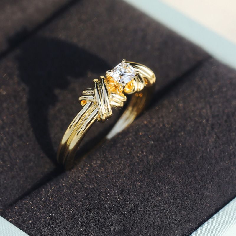 Neu 14K Farbe Zirkon Verwoben Muster Punkt Diamant Ring Schmuck Zubehör_voghion.com
