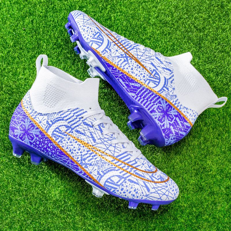 Scarpe da calcio di grandi dimensioni da uomo, alte, per studenti junior, scarpe da gioco e allenamento, chiodi in erba artificiale_voghion.com