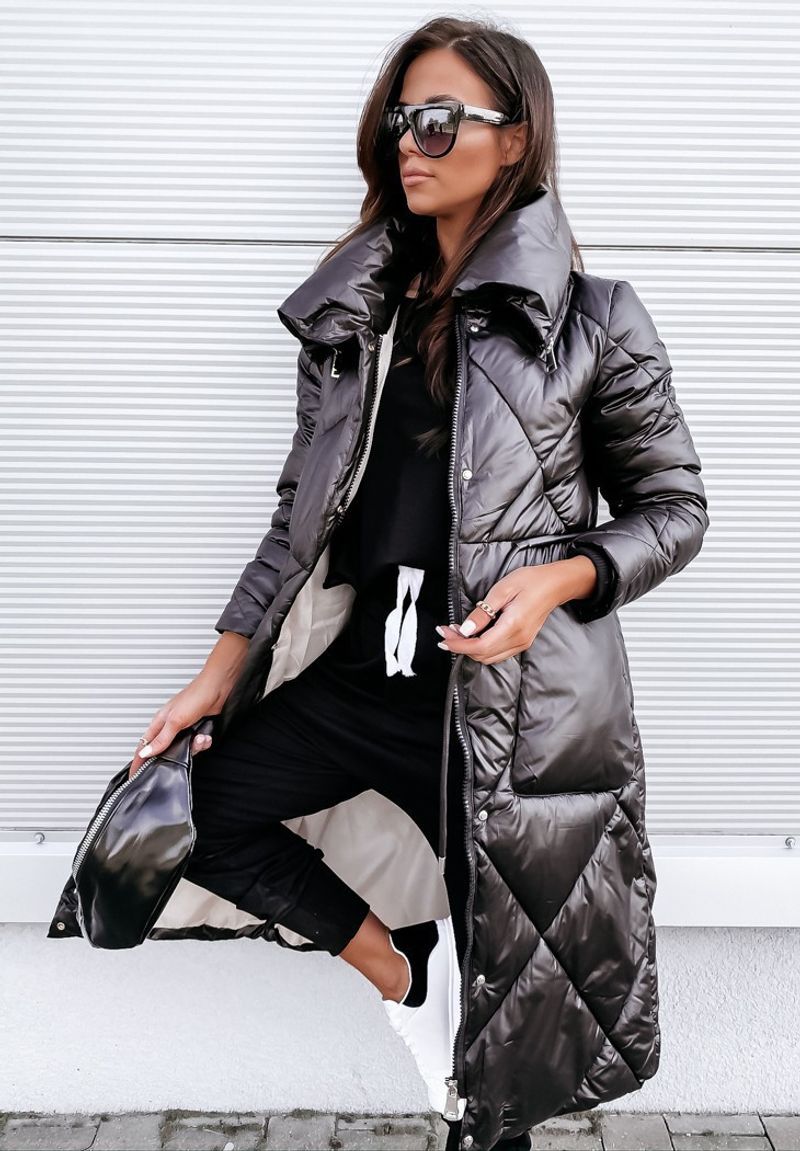 Women's bright complexion temperament commuter lapel long women's blouse long sleeve zipper cotton jacket_voghion.com