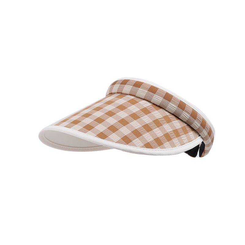 Cappello da sole estivo a quadri per donna, alla moda e versatile, piccolo e fresco, cappello da pescatore, di alta qualità, a tesa larga, con protezione solare, cappello a cilindro vuoto_voghion.com