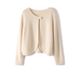 100% Cardigan For Women, Round Neck, Heavy Crochet Loose Sweet Casual Wool Sweater, Knitted Top_voghion.com