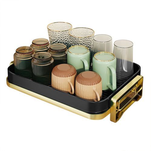 Dish Drying Rack For Kitchen Counter,Dish Drainers With Utensil Holder, Cups Holder,Extra Drying Mat,Black_voghion.com