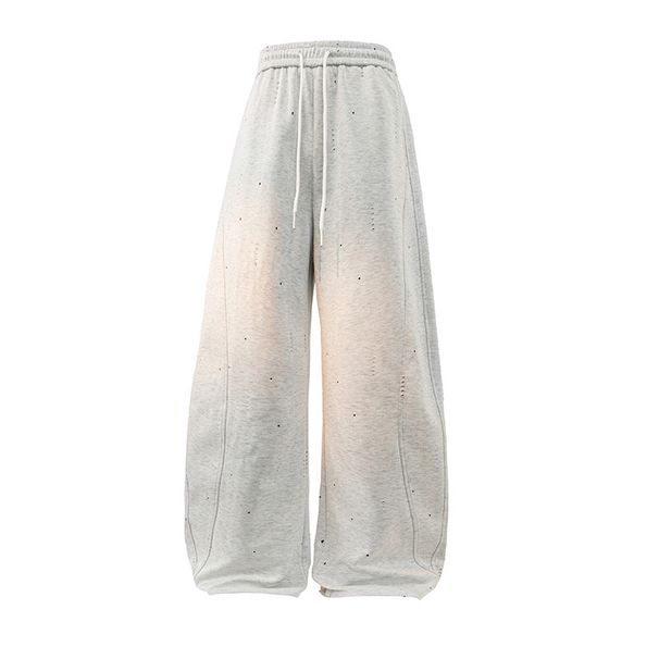 Men's Style Distressed Drop Cuff Sweatpants Loose Fit High Street Casual Joggers With Drawstring Waist_voghion.com