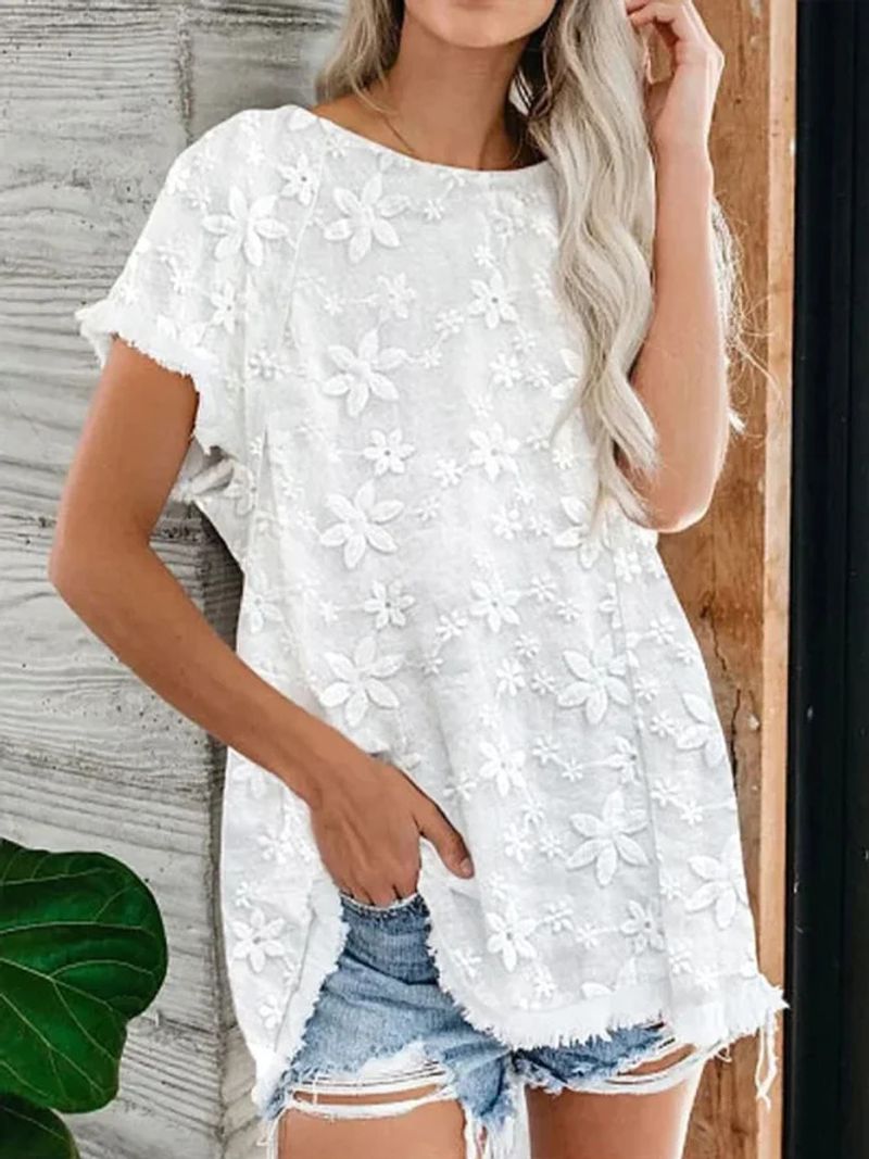 Top da donna T in tessuto di pizzo sciolto_voghion.com