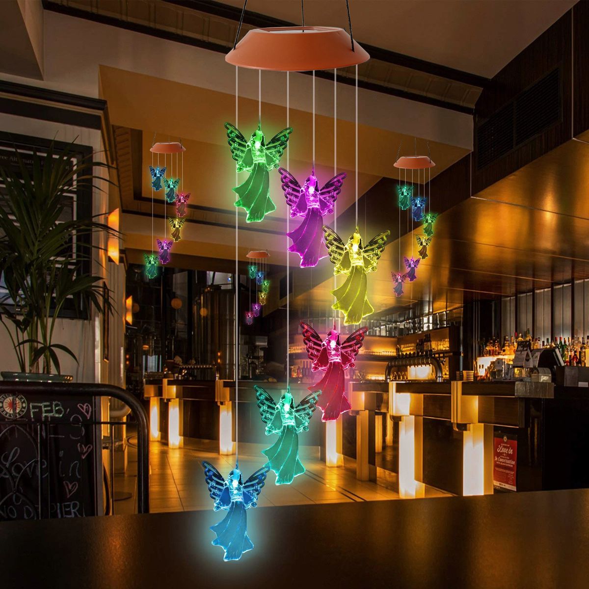 Neu Outdoor Solar Wind Chime Licht LED Bunte Gradienten Fee Engel Wind Chime Licht Rot Shell Engel_voghion.com