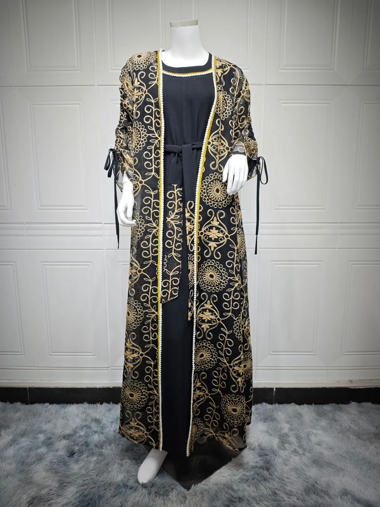 Women's Clothing Jalabiya Muslim Dress Middle East Women's Robe Two Piece Suit Saudi Arabia Dubai_voghion.com