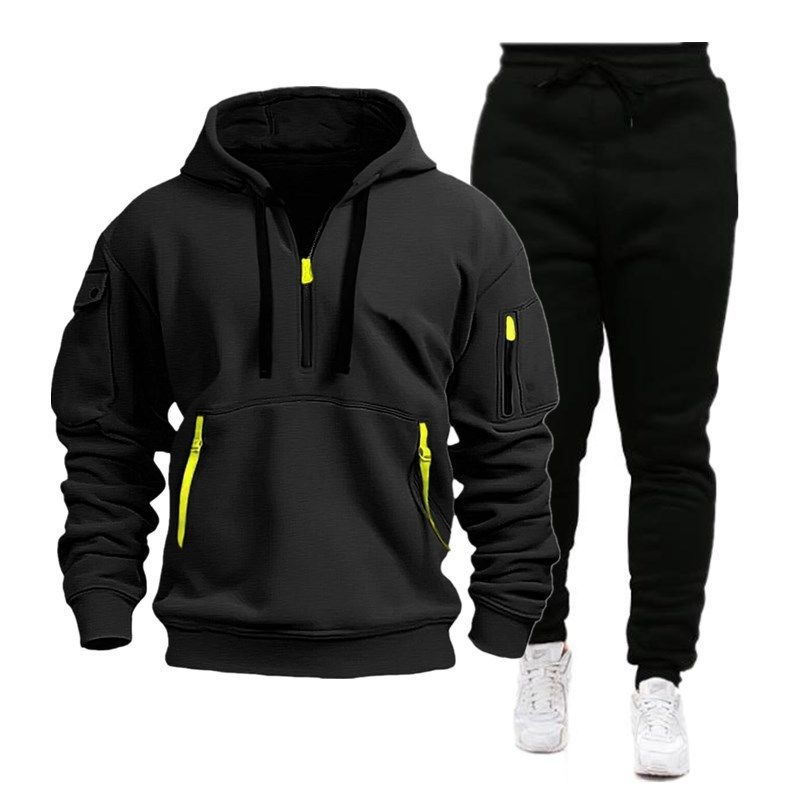 Men's Activewear Spring And Autumn Sports Hoodie Suit Men Zipper Hoodie Suit Hoodie Two-piece Trouser Suit_voghion.com