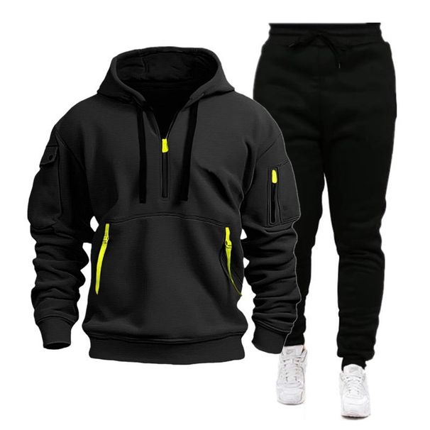Men's Activewear Spring And Autumn Sports Hoodie Suit Men Zipper Hoodie Suit Hoodie Two-piece Trouser Suit_voghion.com