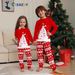Christmas Red Parent Child Outfit For A Family Of Three Or Four, White Christmas Tree And Deer Print Home Clothes And Pajamas_voghion.com