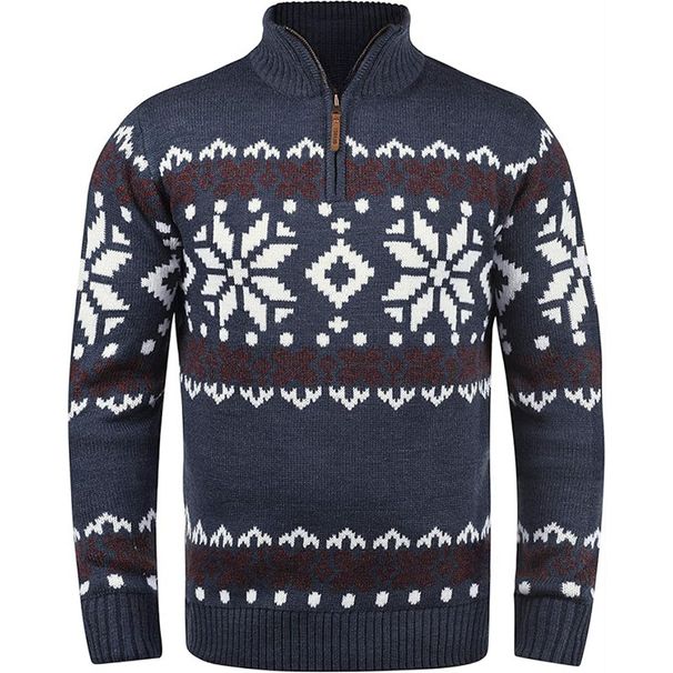 Męski sweter z dzianiny o dopasowanym kroju | Bluza z zamkiem błyskawicznym w stylu vintage | Zimowy, swobodny sweter z teksturą (jednolite kolory)_voghion.com