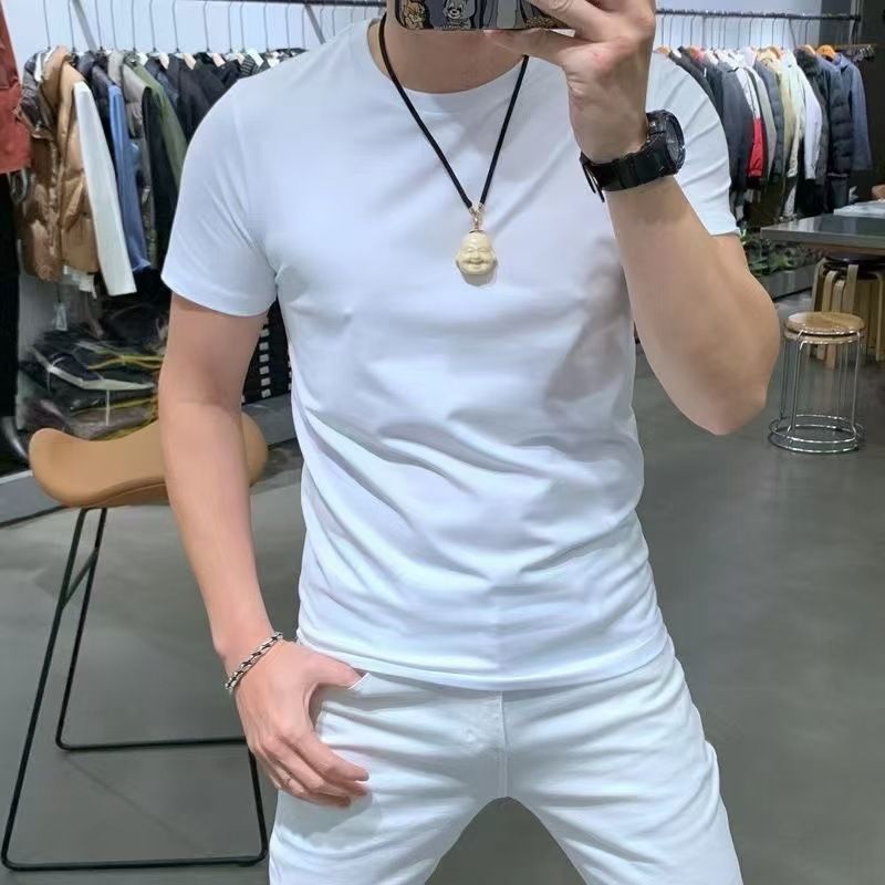 Herrenbekleidung Kurzarm-T-Shirt für Männer im Sommer, neuer Stil, Persönlichkeit, Nische, vielseitig, locker, Rundhalsausschnitt, trendiges Oberteil_voghion.com
