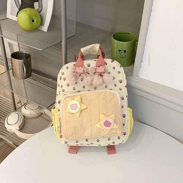 Soft Dopamine Süßer kleiner Rucksack für Mädchen, Erdbeer-Cartoon-Star-Clash-Farben, Mini-Rucksack_voghion.com