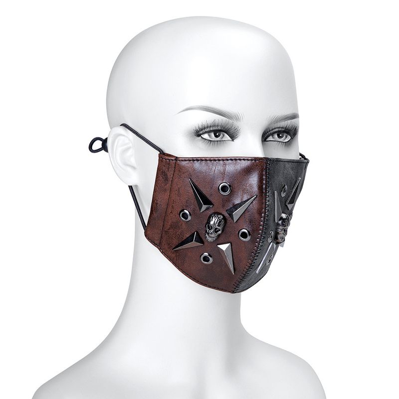 Punk Halloween PU-Lederschutz mit Filter Staubdichte PM2.5 Haze Adult Gesichtsmaske_voghion.com