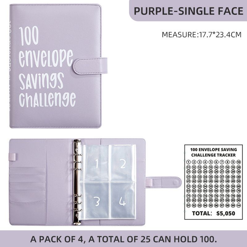 100-Day Savings Challenge Binder | Detachable Cash Envelope System | Budget Planner With 25 Grid Pages_voghion.com