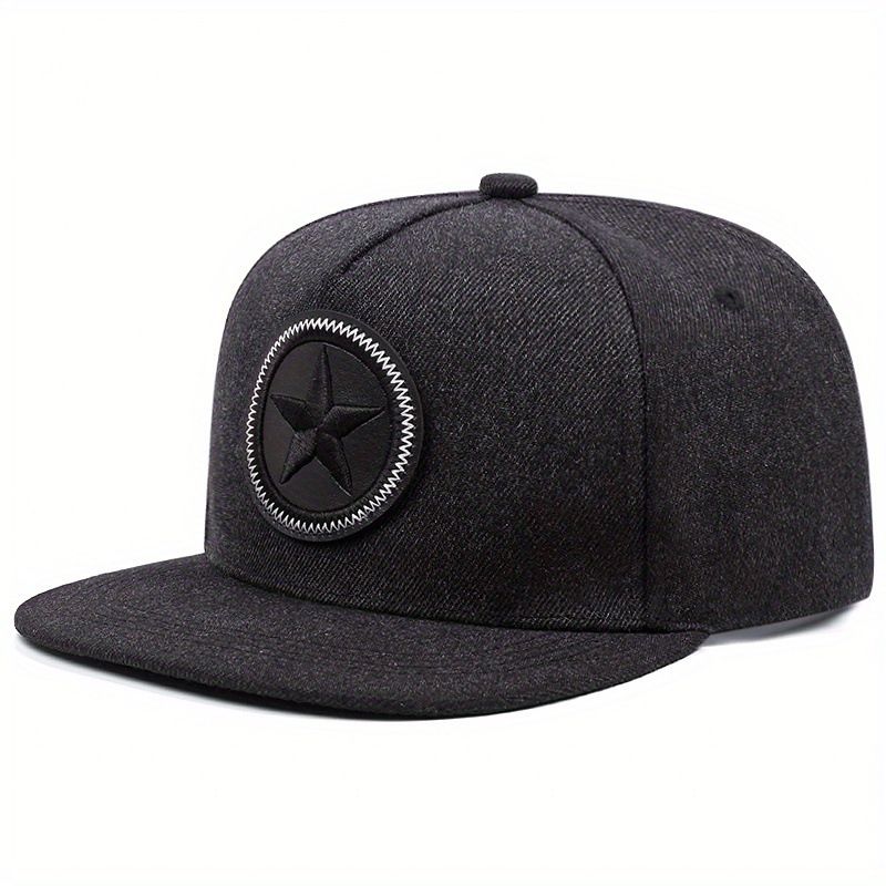 Men's and women's flat brimmed hats with street embroidery patterns, star hip-hop sun shading baseball caps_voghion.com