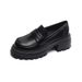 Scarpe da lavoro in pelle nera da donna con plateau e monopedale, stile retrò, stile britannico_voghion.com