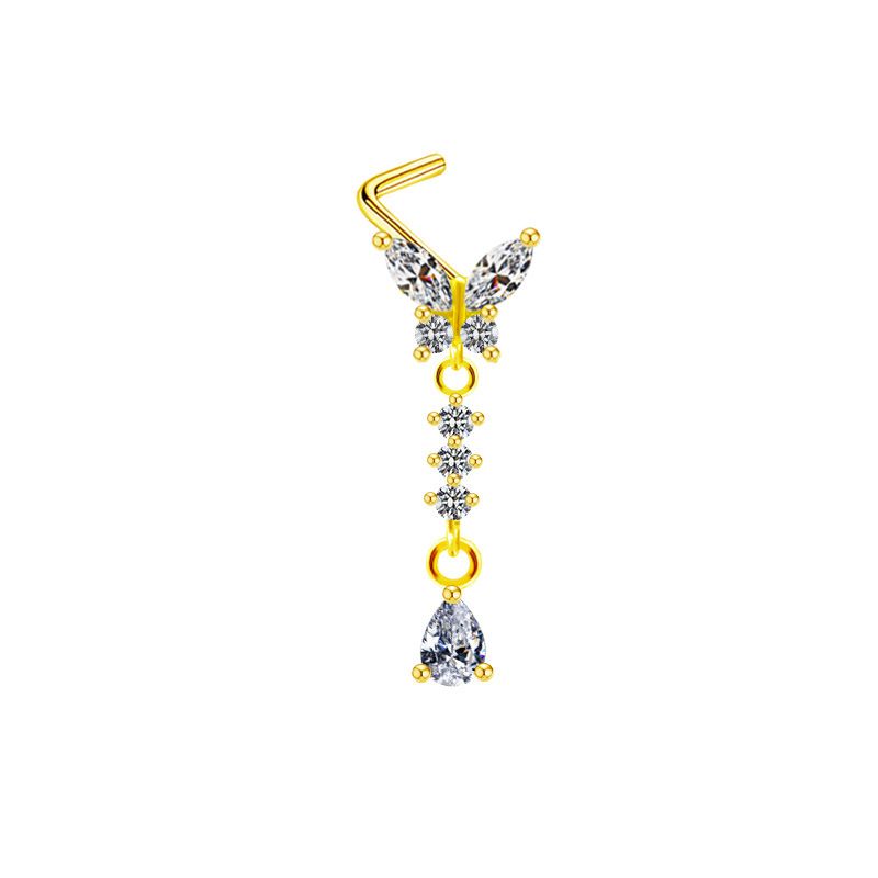 gatte European and American cross-border diamond heart-shaped nose nail moon five-star pendant nose nail piercing nose nail nose stud_voghion.com
