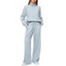 „Damen-Set aus Oversize-Sweatshirt mit halbem Reißverschluss und Jogginghose mit weitem Bein – dicke Winter-Loungewear, lässiges zweiteiliges Outfit“_voghion.com