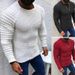 Men's sweater Fall and winter solid color slim-fit long-sleeved crew neck pullover sweater_voghion.com
