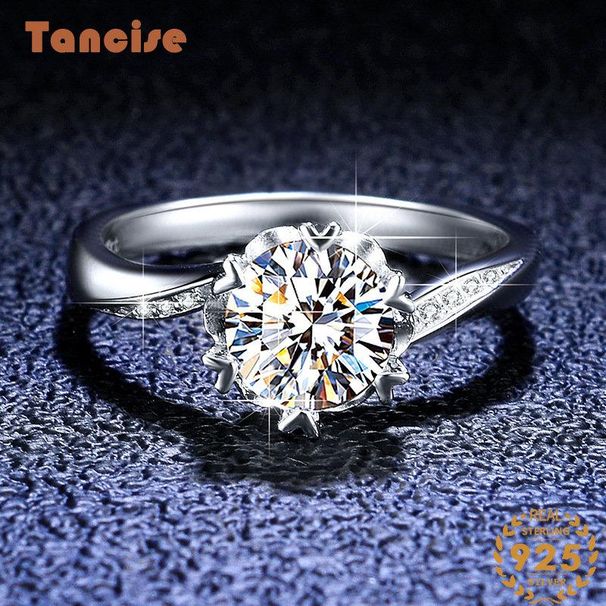Tancise Classic Moissanite Bague en argent pour femme Bijoux Promesse de mariage Cadeau de fête_voghion.com