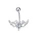 Piercing transfrontaliero con ali d'angelo in zircone intarsiato, dolce anello per ombelico a forma di cuore_voghion.com