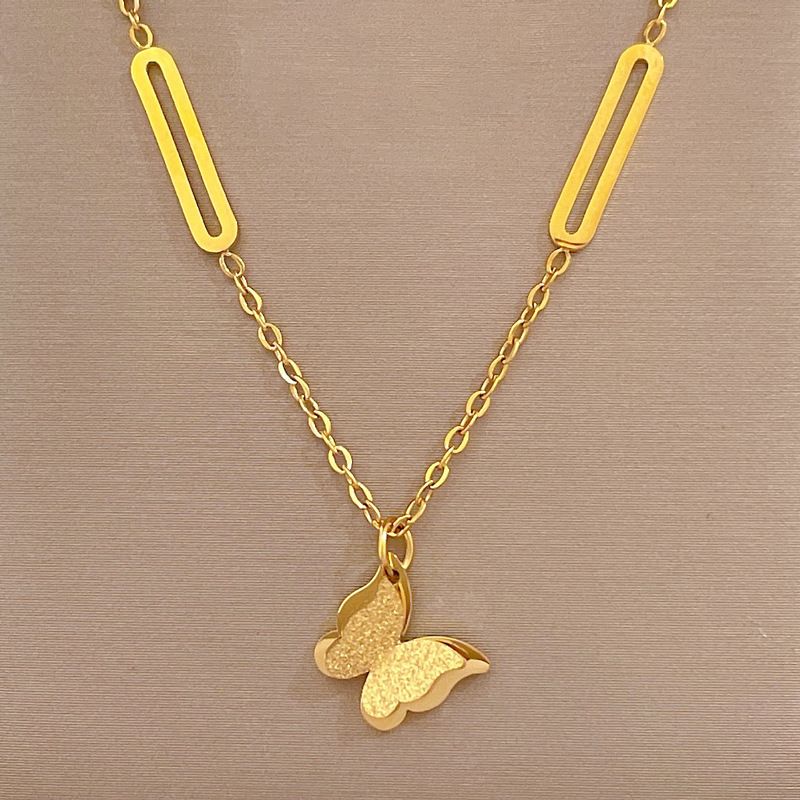 Full Body 【 Titanium Steel 】 Cold And Indifferent Butterfly Personality Extremely Simple Wind Furnace Genuine Gold 【 】_voghion.com