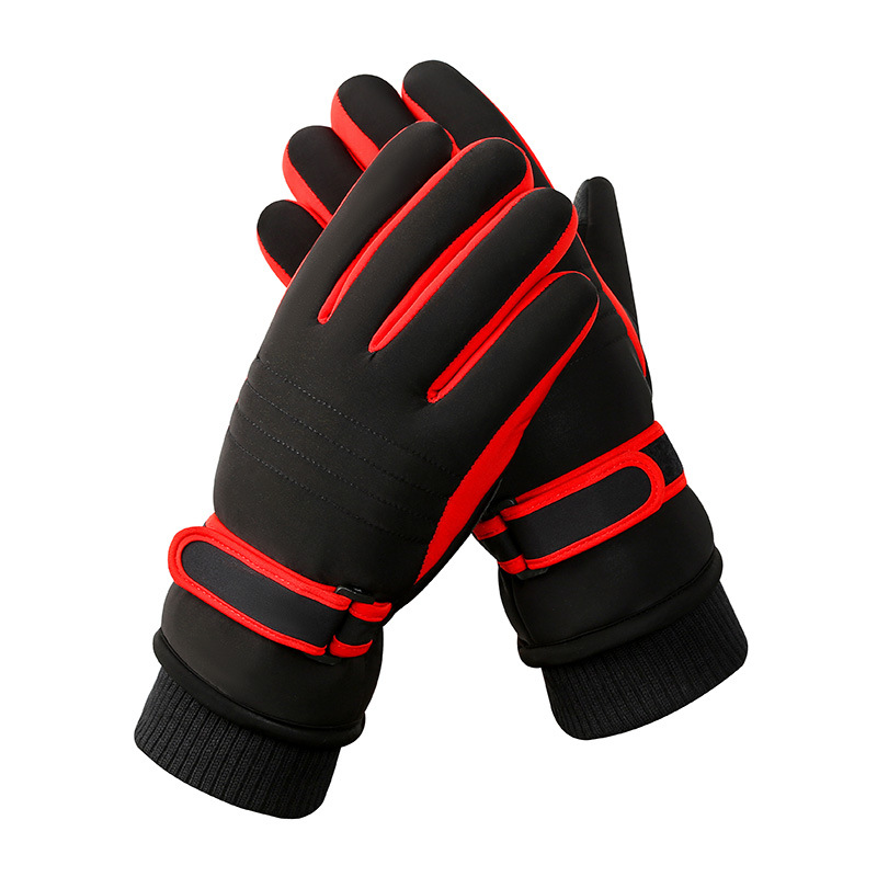 Winter ski gloves men's fleece thickened outdoor riding windproof cold touch screen fashion five-finger warm gloves_voghion.com