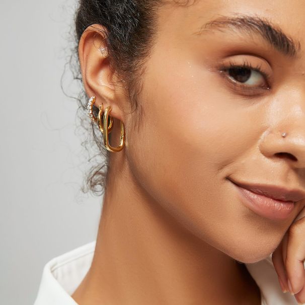 Orecchini in ottone elettrico con grado in vero oro, semplici, con fila singola, rotondi, in zircone, micro intarsiati, regalo per feste_voghion.com