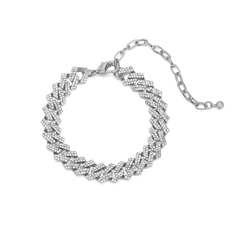 Bijoux de cheville à chaîne cubaine hip hop en diamant style hip hop, chaîne de cheville à une rangée de diamants_voghion.com
