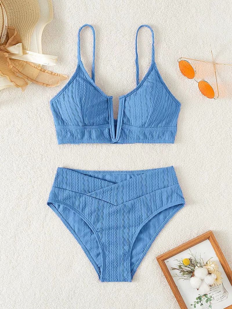  Maillot de bain bikini sexy taille haute pour femmes, maillot de bain fendu à la mode, matériau en tissu spécial_voghion.com