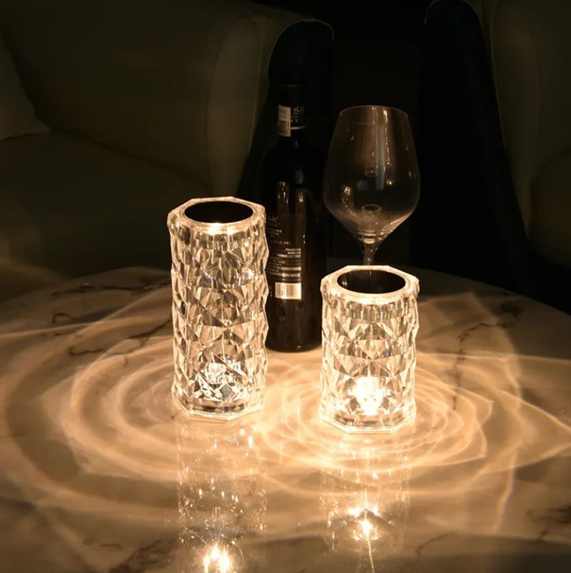 Rose Crystal Night Touch LED Small Bar Bedroom Living Room Atmosphere Table Lamp Tap Light_voghion.com