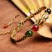 Gold Wire Rope Hand Rope, Dragon Boat Festival Five-line Bead Bracelet, Five-color Bead-Tibetan Multicolored Rope Woven Bracelet_voghion.com