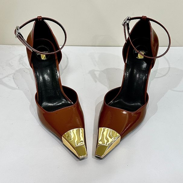 Hoge hakken dames stiletto hakken sandalen lente zomer nieuw metaal ijzer puntige dunne hoge hak enkele schoenen afslankend ondiepe mond gesloten teen achterkant_voghion.com