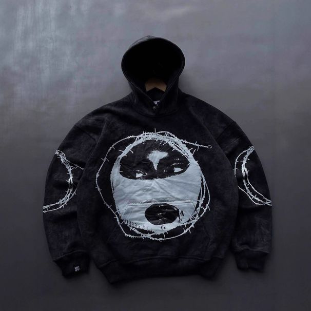 New Y2k Funny Print Casual Hoodie Dark Style Punk Retro Men And Women Sweatshirt Wholesale_voghion.com