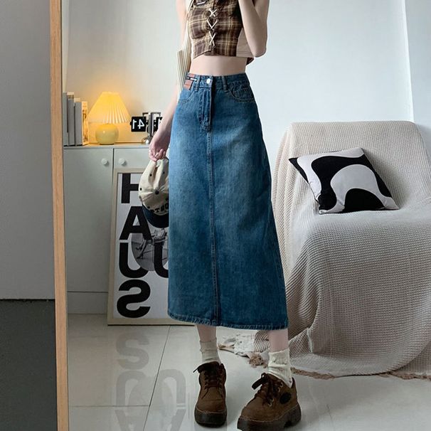 Gonna da cowboy, nicchia femminile, metà corpo a forma di pera, che copre la carne, mostra magrezza, design di media lunghezza a trapezio, alta_voghion.com