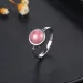 Anello rotondo con pietra preziosa naturale Labrador S in argento puro, elegante retrò, da donna, con occhio di tigre_voghion.com