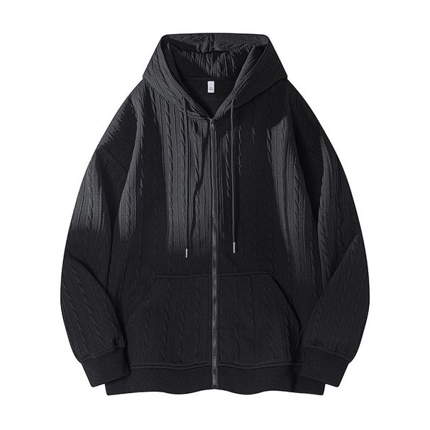 Textured Corduroy Hooded Jacket – Men’s Lightweight Layering Essential (S-7XL)_voghion.com