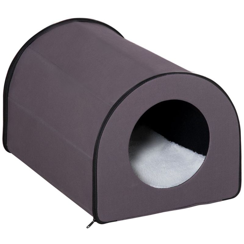 PawHut Heated Cat House Outdoor Portable Heated Cat Houses, Elevated Waterproof And Insulated A Safe Pet House Stay Warm And Dry Brown_voghion.com