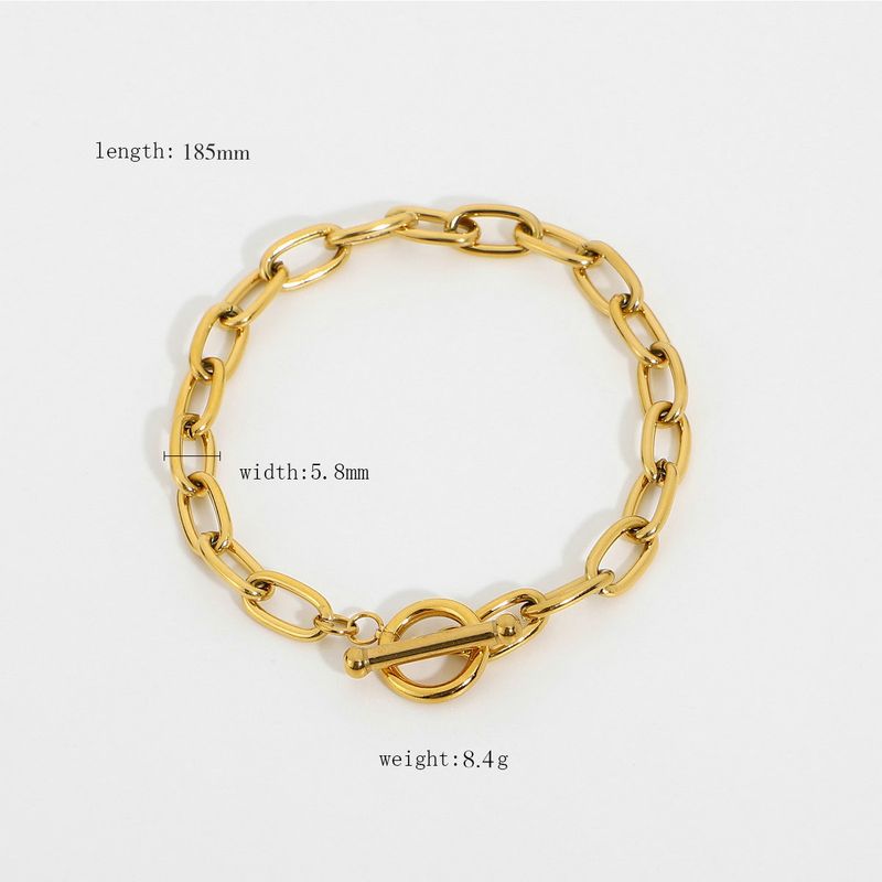 Conjunto de joias estilo INS Miami Cuban Chain Flat Snake Fold Pulseira de aço inoxidável banhada a ouro para mulheres_voghion.com