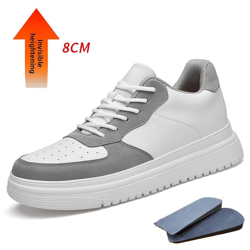 Scarpe da uomo con base piatta, scarpe casual bianche traspiranti e invisibili, con aumento dell'altezza interna_voghion.com