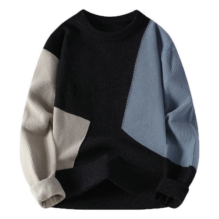 Pull en maille color-block – Pull d'inspiration vintage avec détails jacquard (M-4XL, style rétro décontracté)_voghion.com